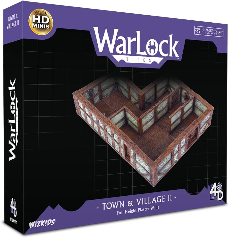 WizKids Warlock Tiles: Town & Village II - Full Height Plaster Walls